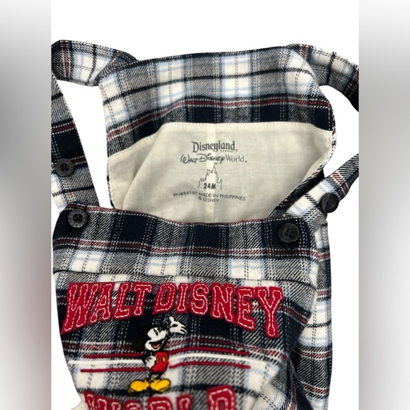 NWT Disneyland Resort parks 2 Piece Overall Shirt Flannel 24 Mos 2T Christmas - Picture 7 of 9